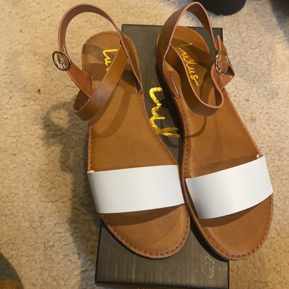 Hearts and Hashtags White Flat Sandals